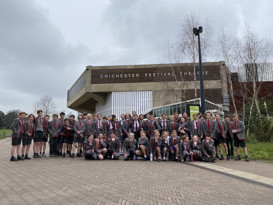 Year 7 outside Chichester Festival Theatre