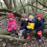 preschool children in the woods