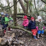 preschool children in the woods