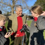 Henry Dallal talks to pupils