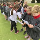 Year 4 science on the front lawn