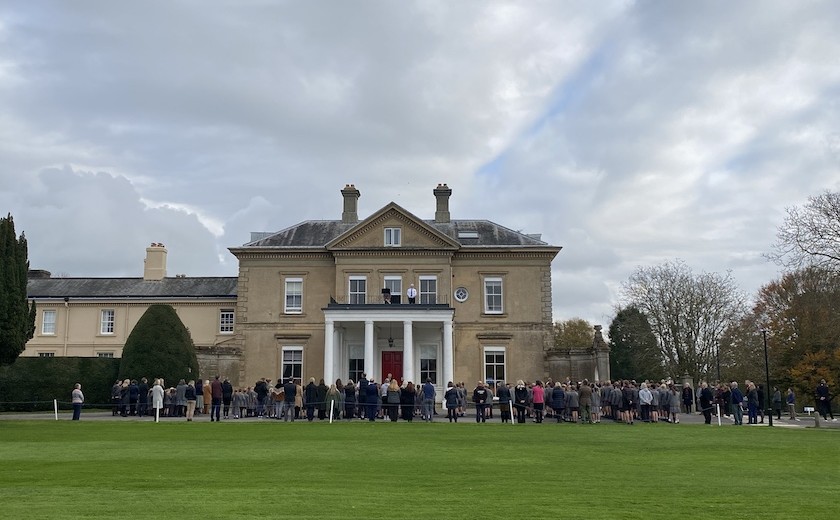 pupils and staff gather