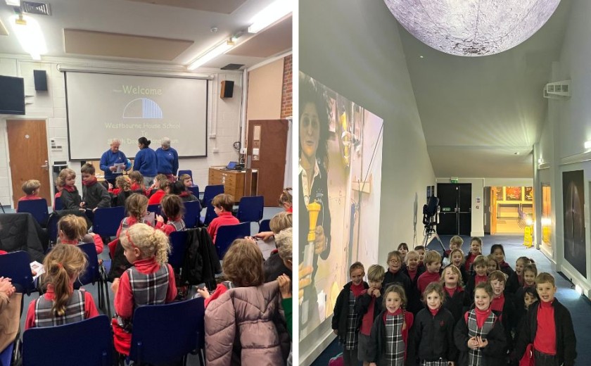 children in year 1 at planetarium