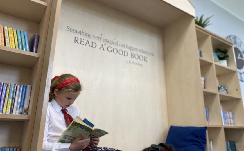 reading in library seating