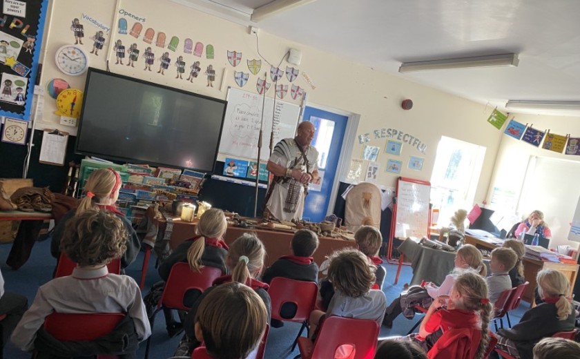 roman soldier in classroom