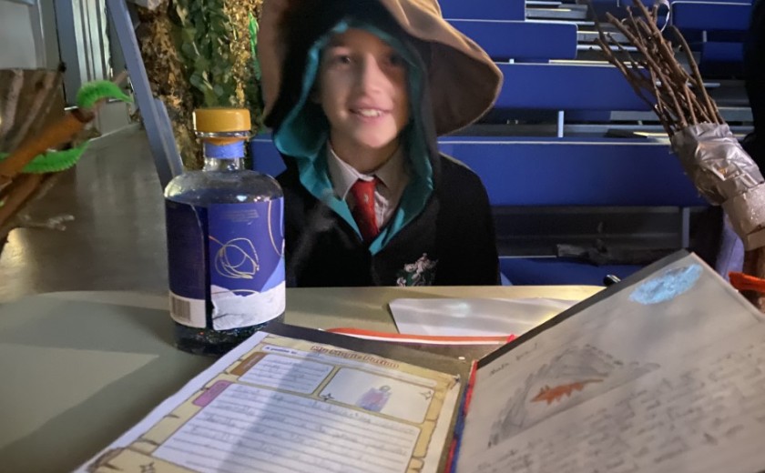 wizard with his spell book