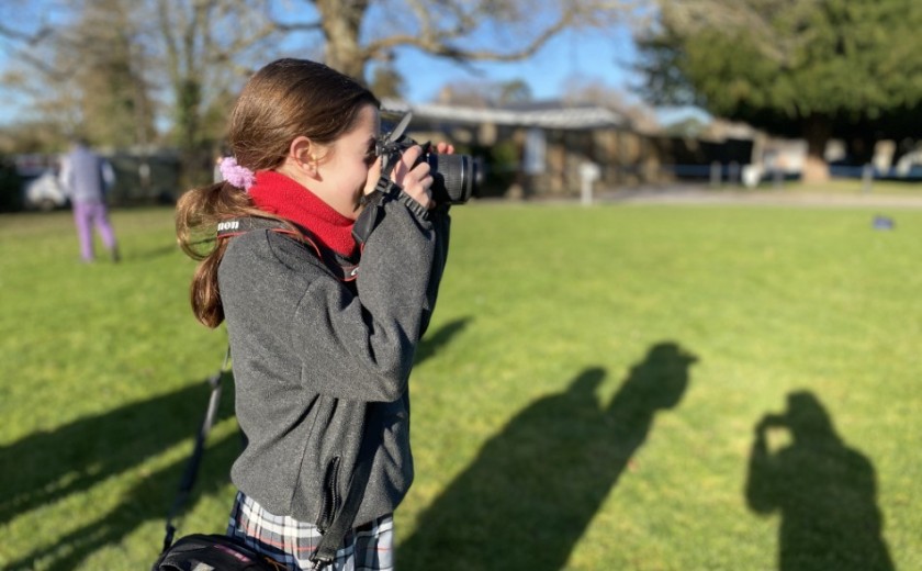 outside taking photos